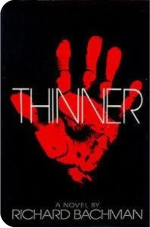 Black Thinner book cover with a red handprint