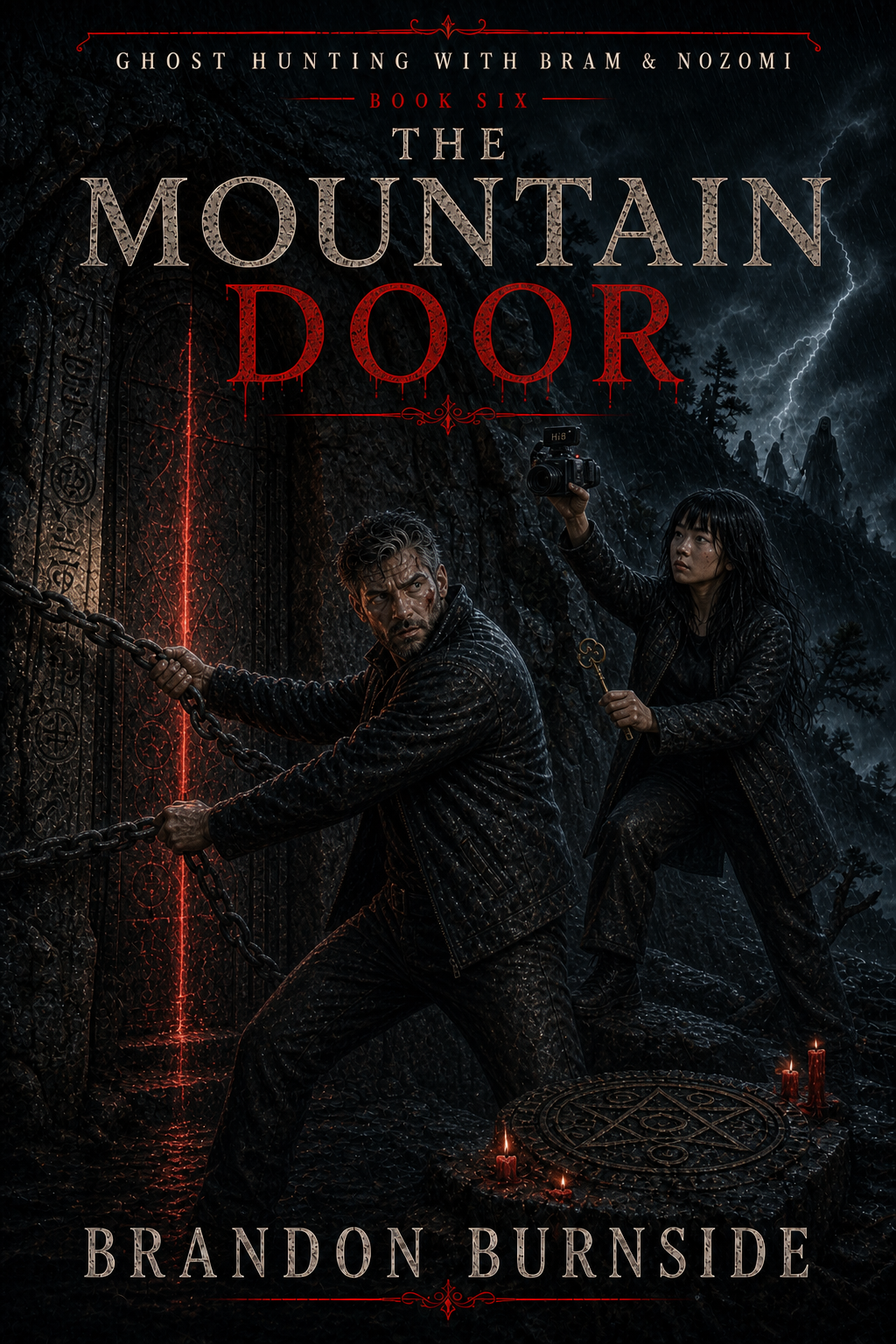 Ghost Hunting with Bram and Nozomi Book Six The Mountain Door cover by Brandon Burnside